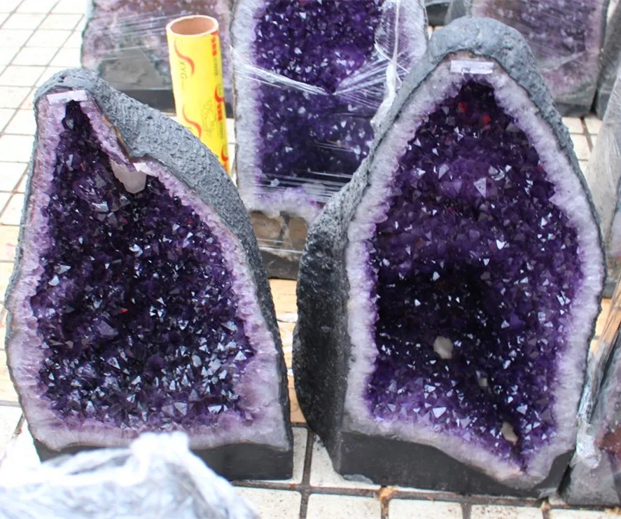 Natural Large Amethyst Geodes For Sale, Associated With Calcite
