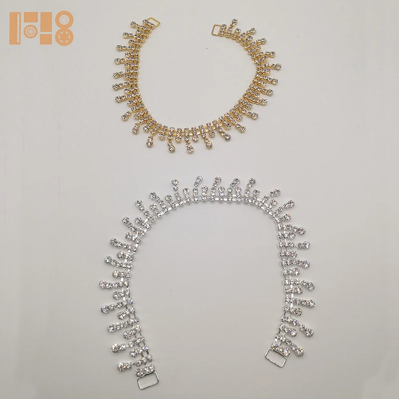 Silver Swimwear Strap Rhinestone Connector For Summer Swimming Wear Bikini Connector Accessories back with a chain