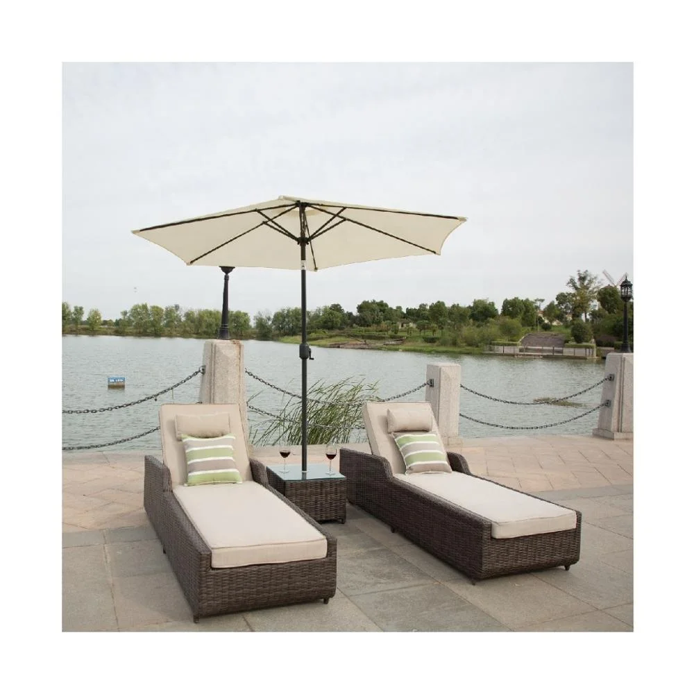 Лидер продаж, Повседневная Уличная Водонепроницаемая ротанговая кушетка, комплект мебели для сада и патио, шезлонга