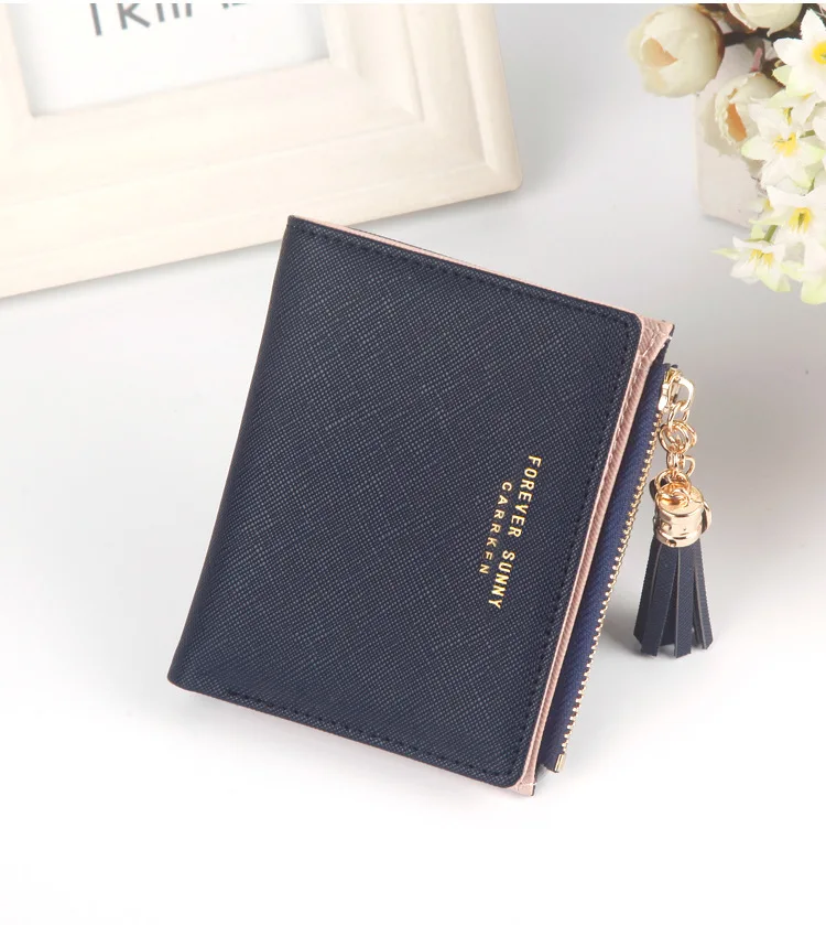 Fashion Vertical Cross Pattern Woman Wallet Tassel Zipper Coin Purse Wholesale