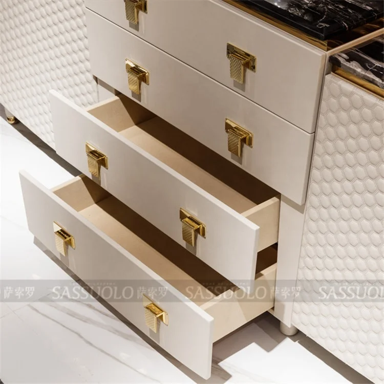 
Sassuolo best-selling Postmodern Design Stainless Steel Leather Marble sideboard 
