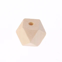 China factory wholesale wooden geometric beads natural unfinished craft wooden hexagon Beads for teething jewelry