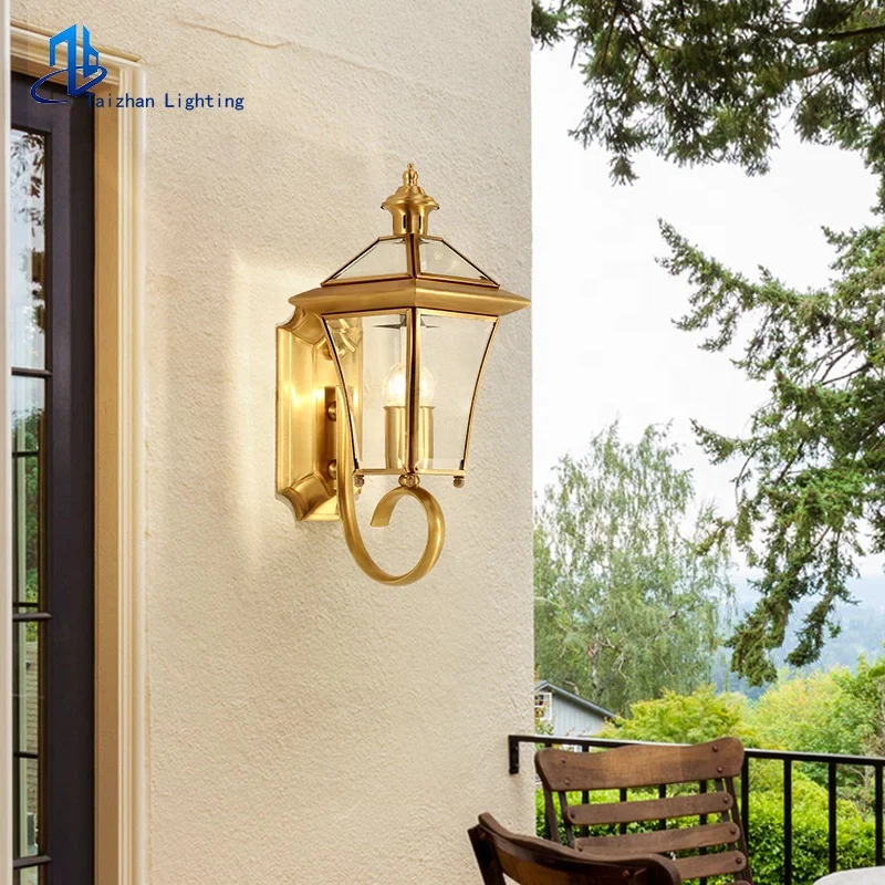 Wall led lights outdoor waterproof hotel room wall light full brass wall lamp k9 glass decorative lighting