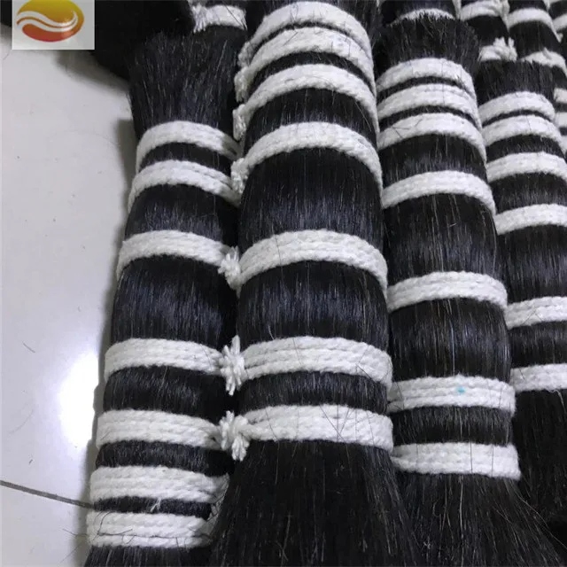 
Handmade Double Drawn Natural Black Horse Mane Hair Horse Tail Hair 