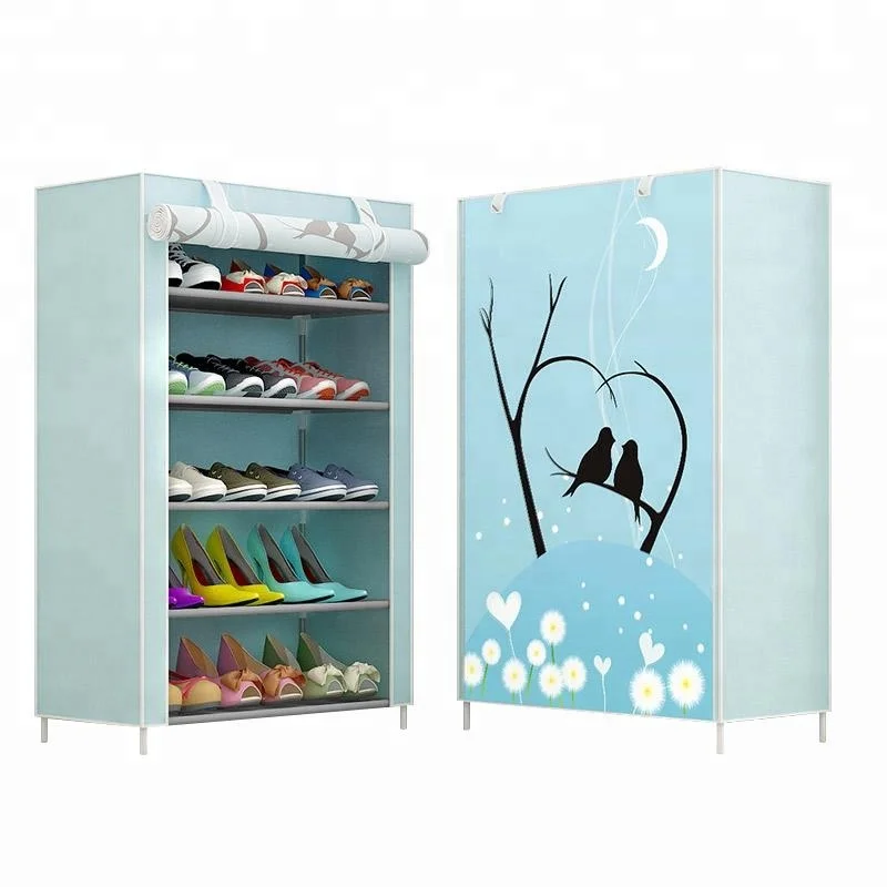 High quality non-woven fabric portable metal shoe cabinet
