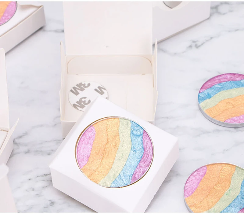 Private label 5 colors OEM long lasting rainbow makeup powder highlighter