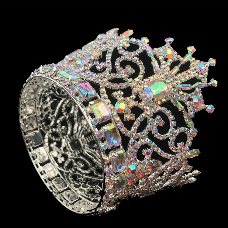 Wholesale Customized Pageant Large Crown Rhinestone Beauty Crystal Tall Tiara with Light