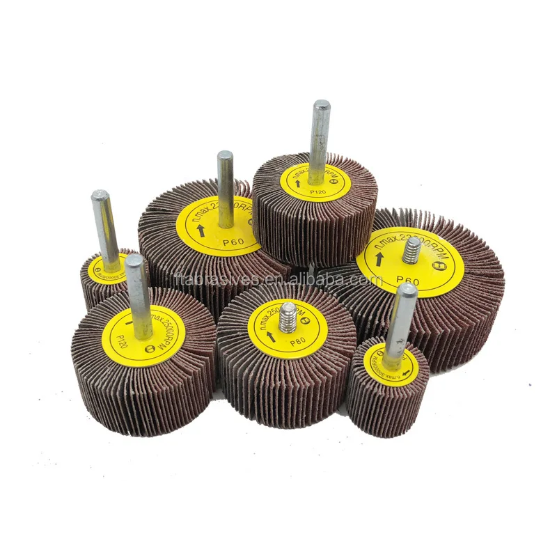 FANTECH 25*25*6.35mm Aluminum Oxide Sanding Cloth Spindle Mounted Flap Wheels With Shaft Or Shank