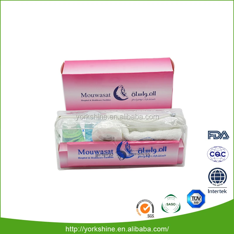 New environmently material hospital bathroom amenity kit/sets manufacturer