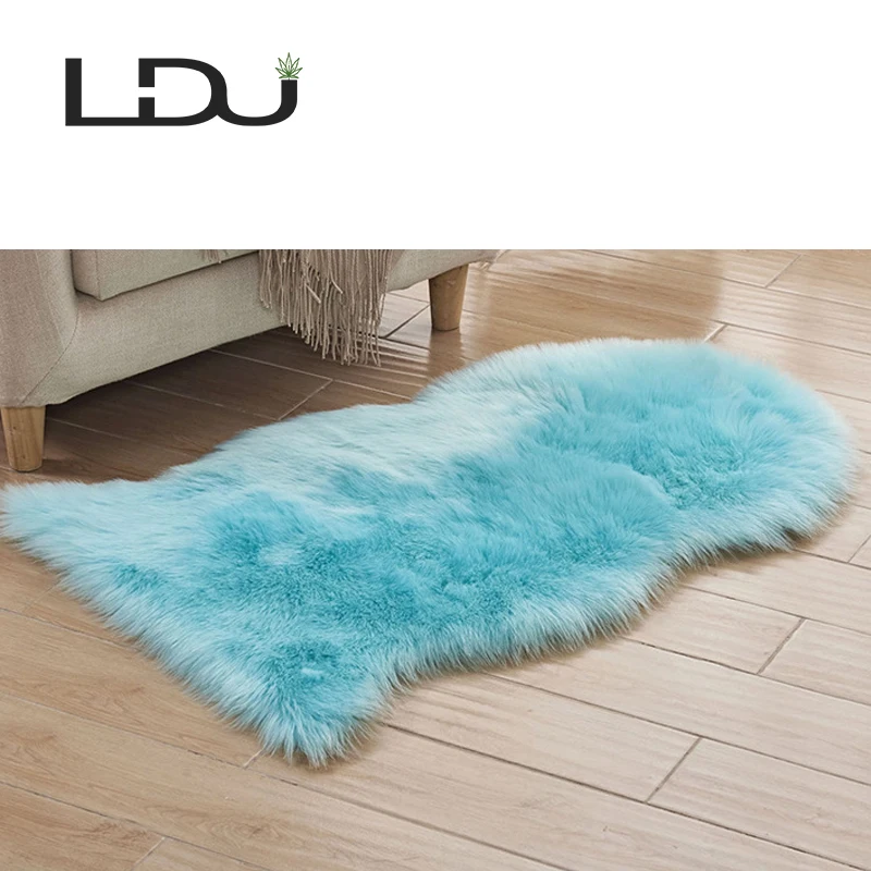 
Shaggy Faux Sheepskin Fur Modern Kid Rugs for Fluffy Plush Handmade Furry Carpet 