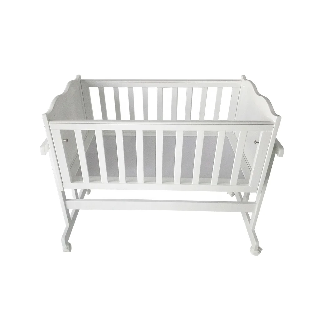 Baby cot bed wood baby crib cradle with mosquito net HN-630