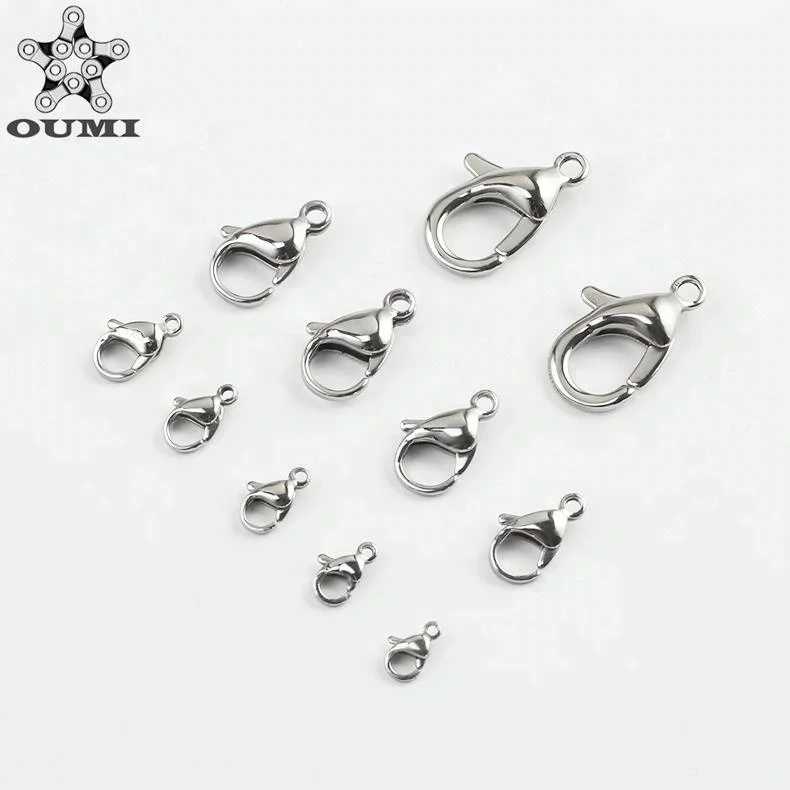 OUMI Curved Lobster Clasps Lobster Claw Clasps DIY Jewelry Fastener Hook Necklace DIY Fasteners Silver Plated 7x12mm ZZL-000113