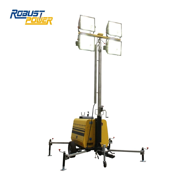 12Kw Winch Manual Light Tower Diesel Generator Mobile Lighting Plant