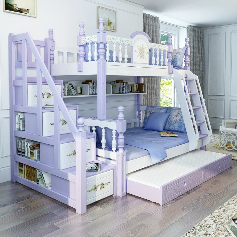Foshan modern oak wood bunk beds kids bedroom furniture sets for boys & girls