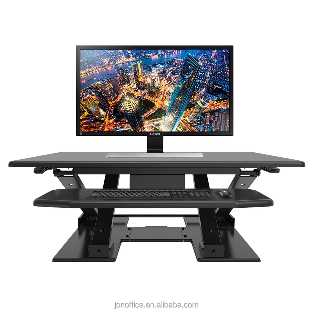 
JEO LD08 Standing Desk - Adjustable Height Desk Riser - Sturdy 32in. Wide Sit Stand Up Desk with Retractable Keyboard Tray 
