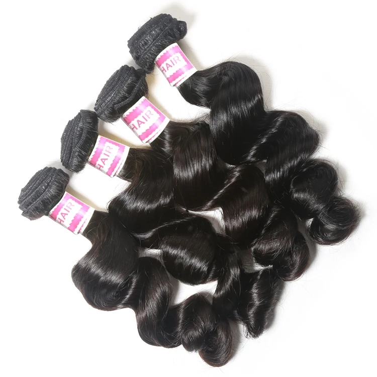 Free Shipping Brazilian Loose Wave Bundles With Closure 100% Remy Hair 3 Bundles With 4*4 Lace Closure Middle and Free Part