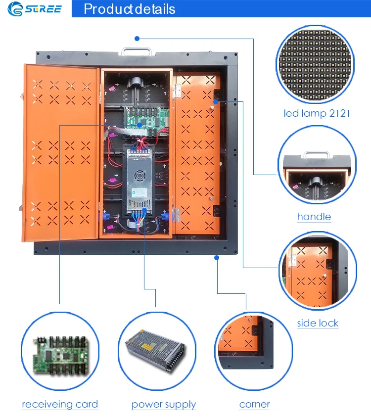 P5 indoor Profile aluminum cabinet 640*640mm led panel led display light weight Scree Optoelectronics  in Shenzhen