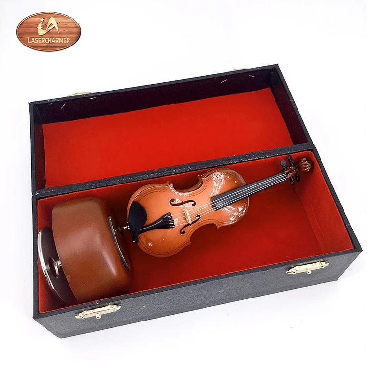Lasercharmer Violin Music With Rotating Musical Base Instrument Miniature Creative Art ware Gift