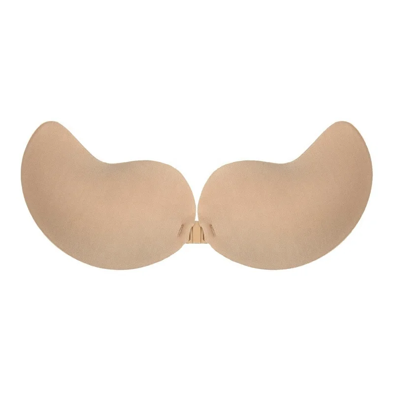 Buckle Wedding Nipples Gather Silicone Bra Women Drawstring Strapless Backless Invisible Silicone Push-up Sexy Bra