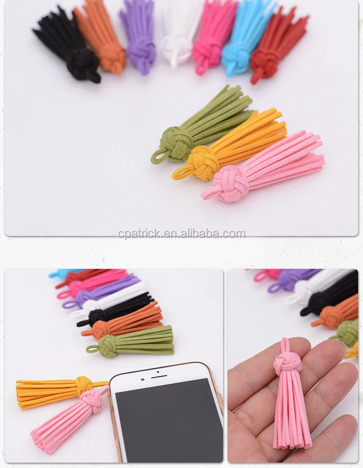 wholesale leather/silk tassel keychain with leather tassel