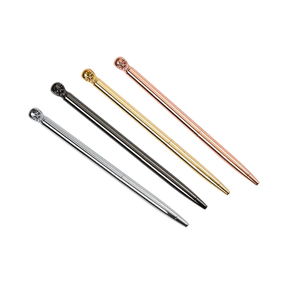 JH Brand 2021 Christmas Gift Pen  Metal Skull Head Top Ball Pen