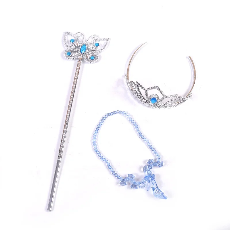 Party cosplay 4 pieces fashion frozen elsa queen magic wand Elsa crown tiara snow wig with printed gloves sets