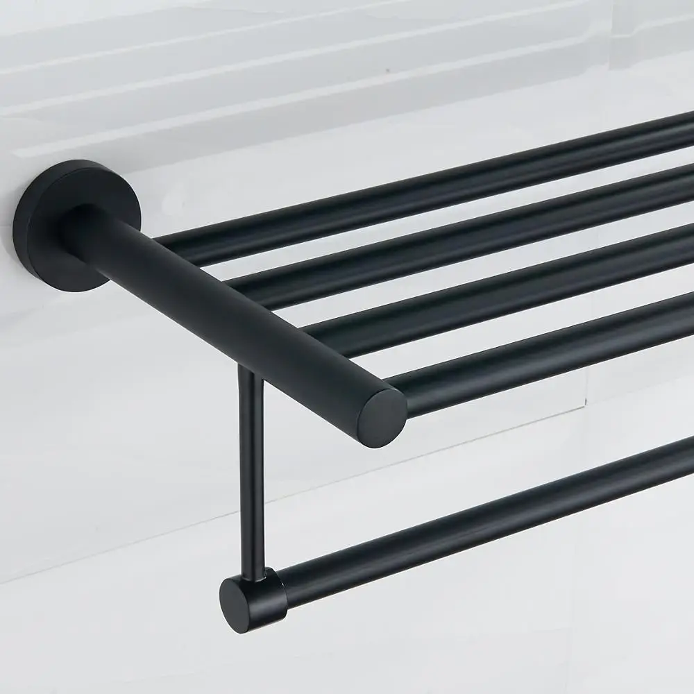 
Decorative Bathroom Towel Rack Bathroom Accessory Black Wall Mounted Towel Shelf 