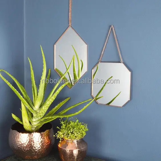 Distressed Vintage Antique Gold Metal Frame Wall Hanging Round Mirror miroir salon