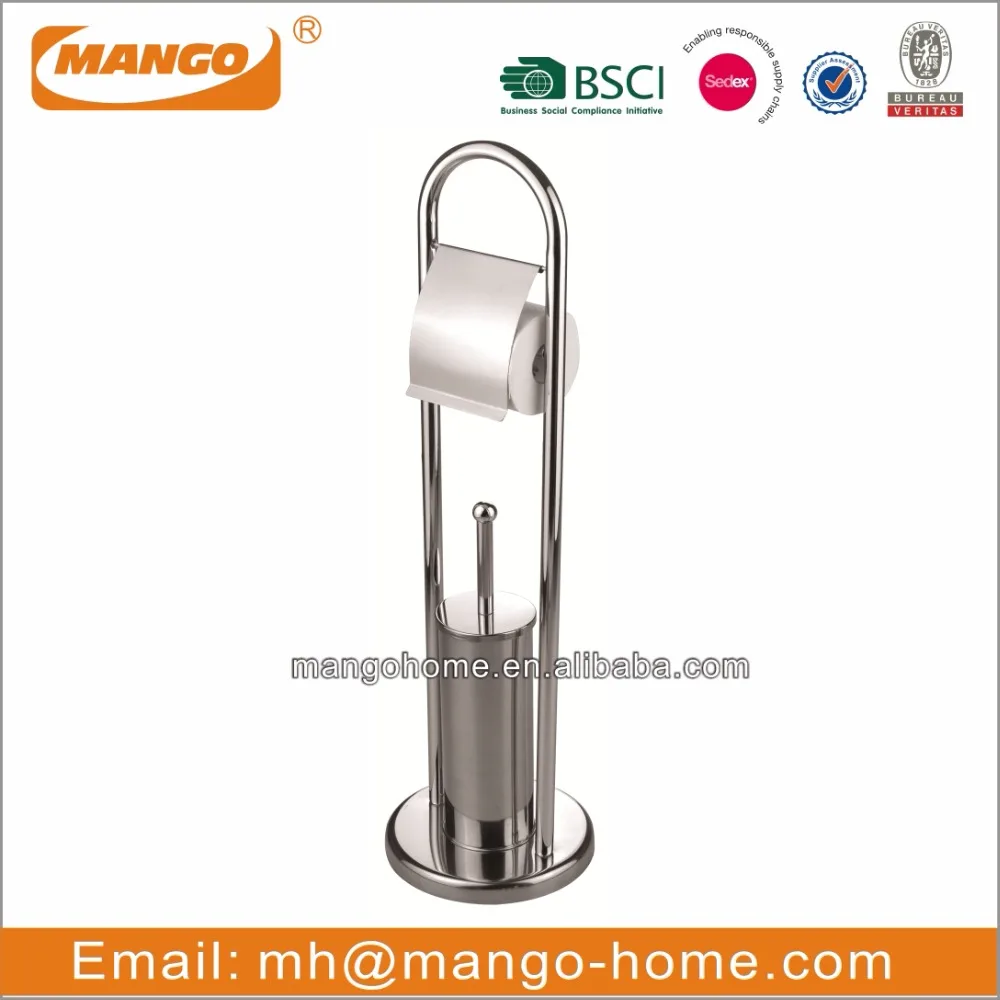 Stainless Steel Toilet Brush and free standing toilet paper holder
