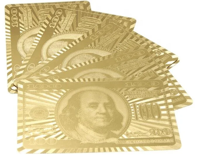 
Durable Waterproof Playing Cards 24k gold foil plated poker card 