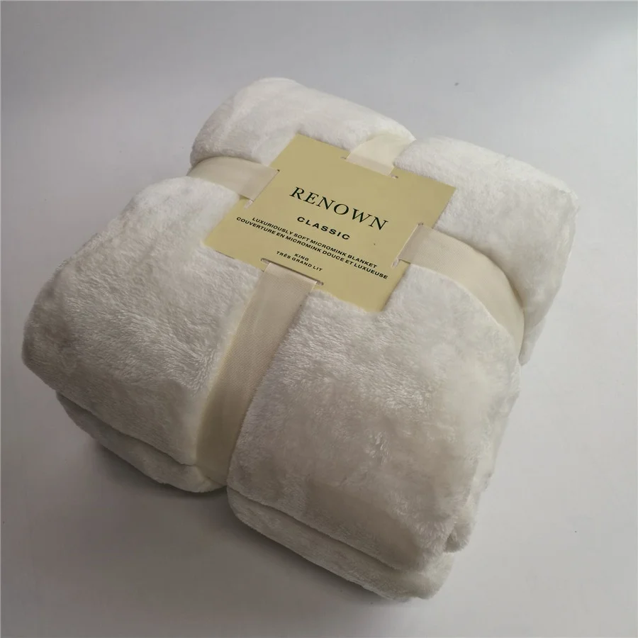 
Solid Flannel Fleece Blanket with Cross Ribbon 