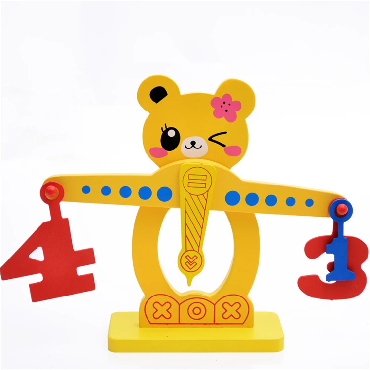  Детская деревянная балансировочная игрушка милый медведь в форме цифр и фруктов