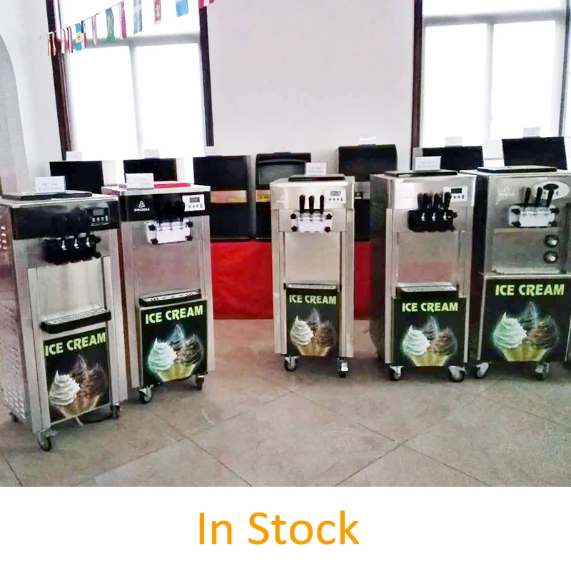 NEWEEK Stainless Steel 2/3 Flavors Electric 18-23l/h Sundae Yogurt rainbow Soft Serve Ice Cream Machine