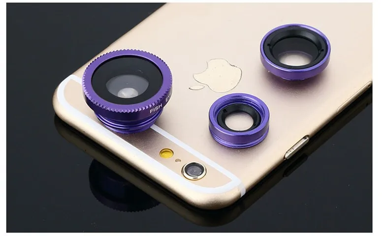 Universal Clip On Cell Phone Camera Lens 3 in 1 with 180 Degree Fish Eye Lens Wide Angle Macro Lens Kit