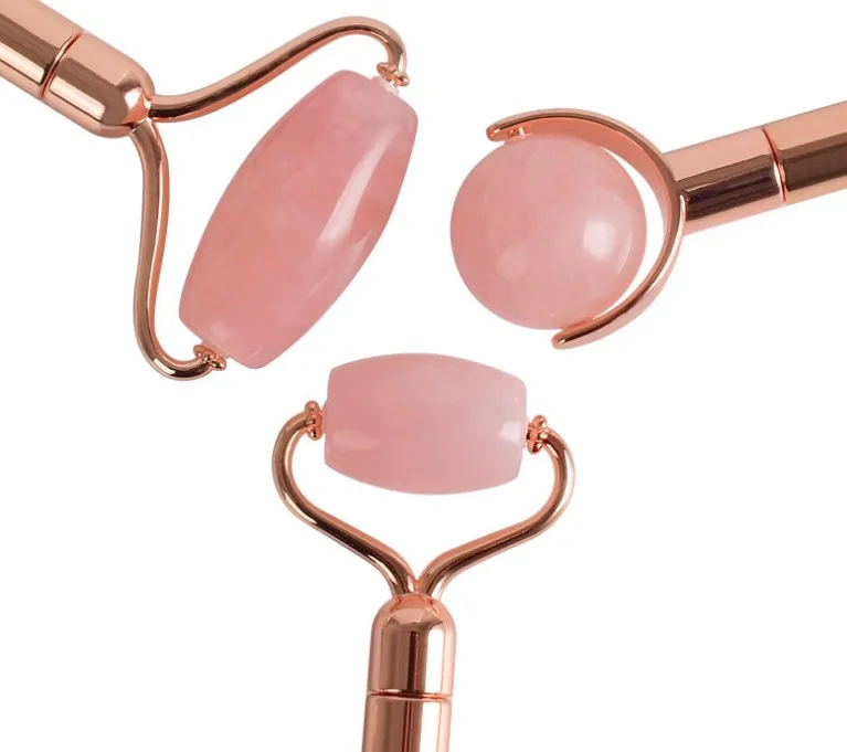 3 in 1 Rose Quartz Roller Set Removable Replacement Jade Face Roller