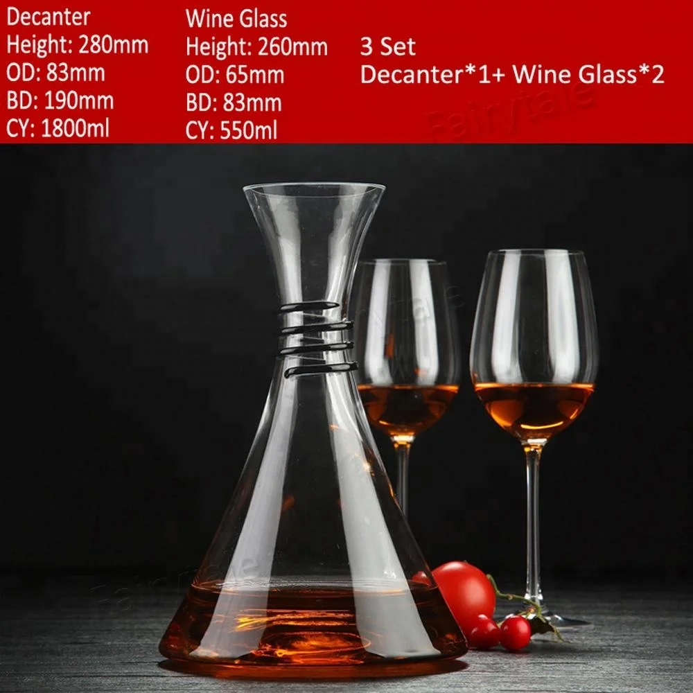 Bulk Wine Gift Crystal Handmade Wine Goblet Glass Aerator Decanter Set of 5