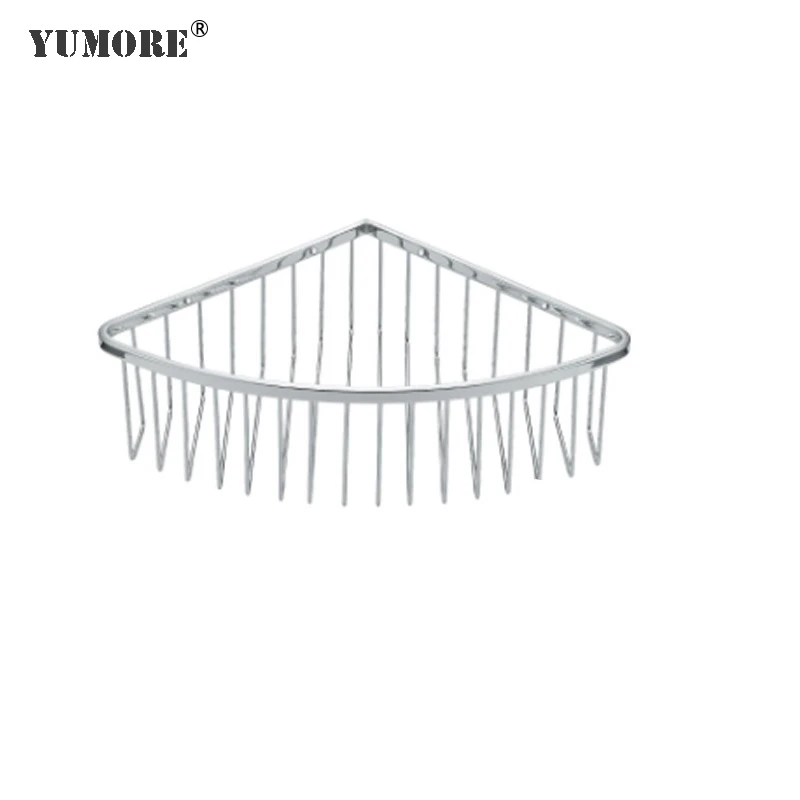 Hotel metal wire wall mounting stainless hanging bathroom storage shelf basket