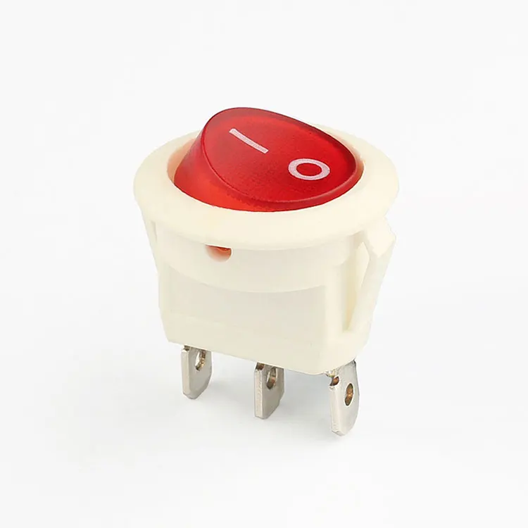 KCD8 3 pin 3 position on off on round rocker switch 6a 250v