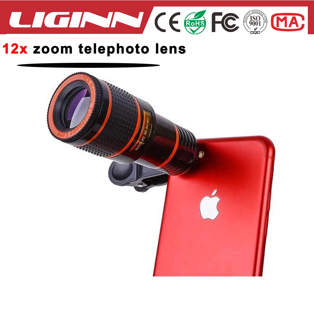 LIGINN best selling consumer electronics mobile accessories 12X Zoom optical Telescope lens for Christmas gift