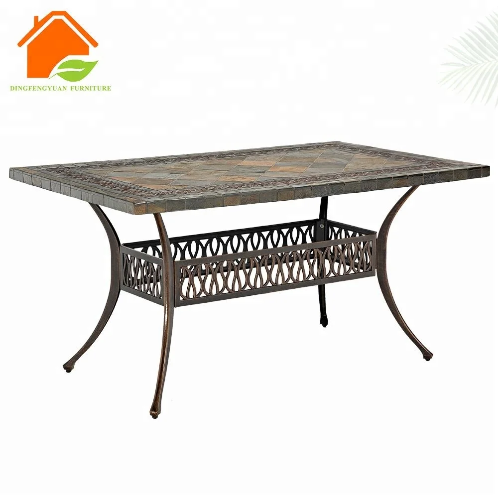 Ceramic Tile Top 3 Layer Outdoor Powder Coating Cast Aluminium Table