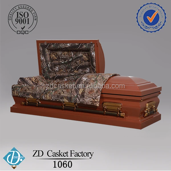 18ga metal casket brown casket urn square casket camouflage fabric