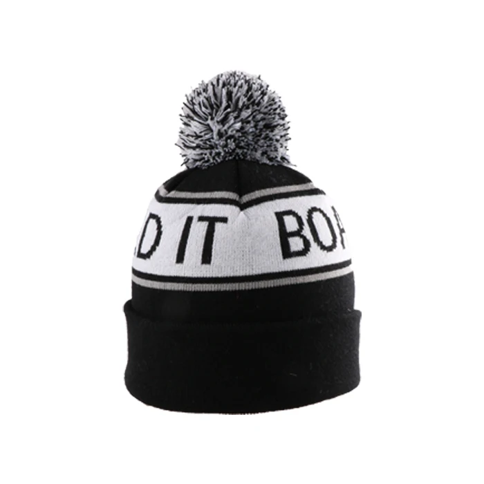 
Custom Made Your Own Logo jacquard Knit Beanie with Pom Pom 