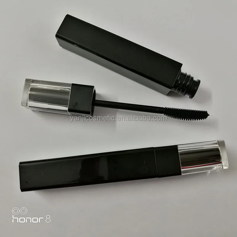 
6ml Custom logo square plastic empty cosmetic black mascara tube/bottle/container with silicone brush 