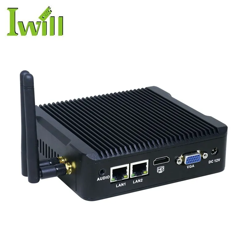 Micro linux nano computer N3 J1900 fanless barebone system 2 lan mini pc dual nic