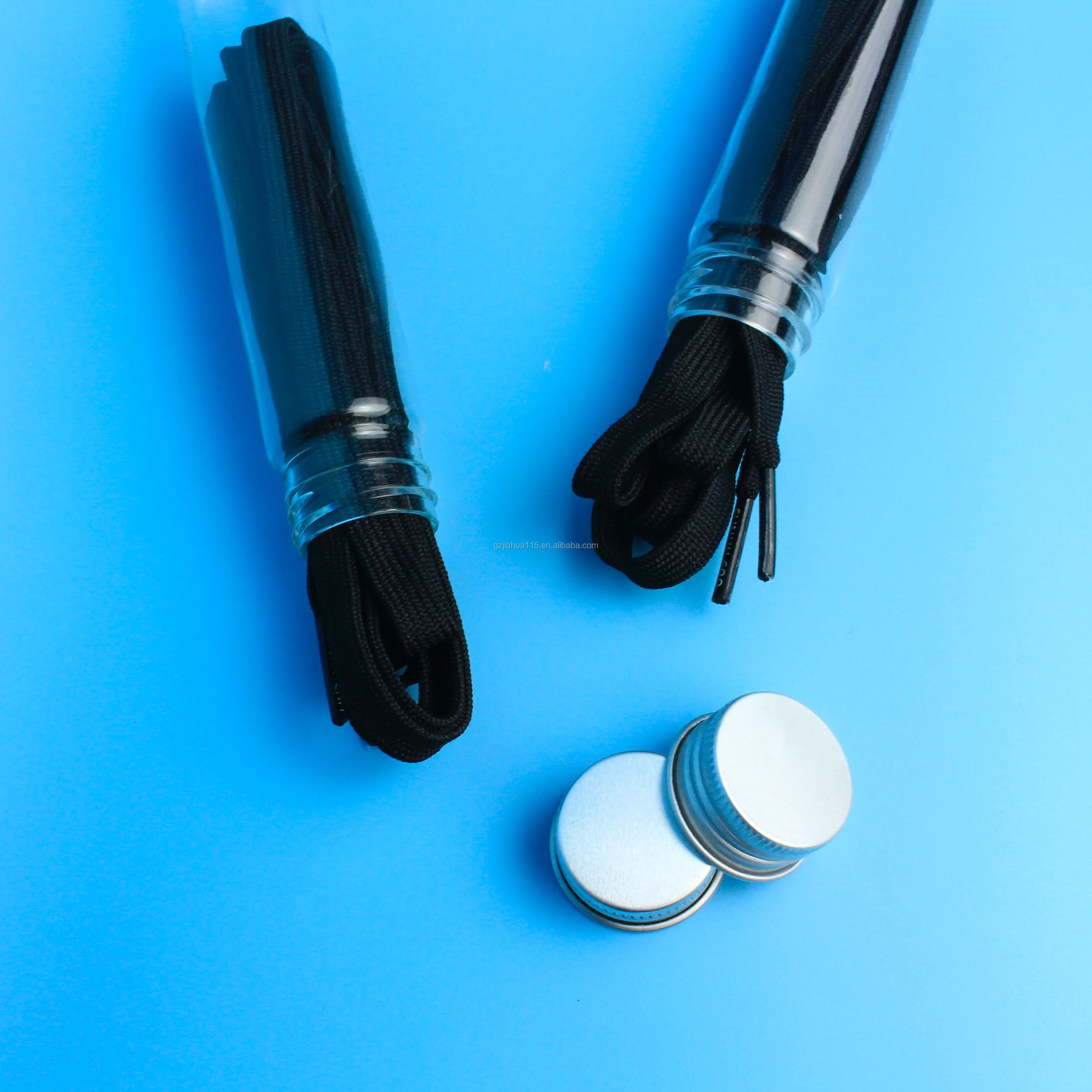shoelace packaging  test tube with screw aluminum lid
