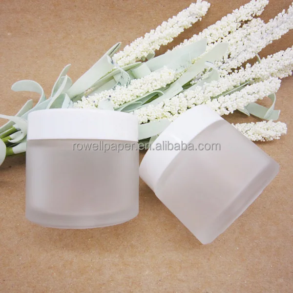 empty frosted cosmetic glass jar 60ml and white UREA bakelite lid