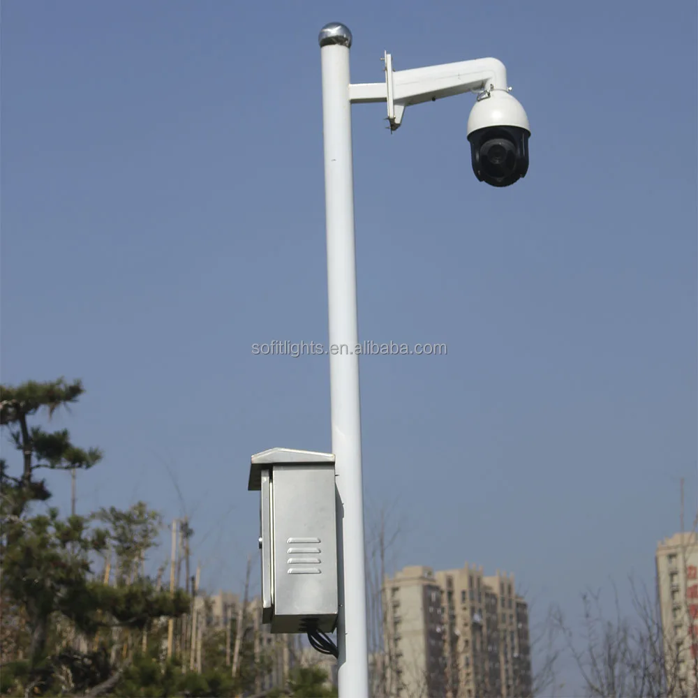 Security monitoring CCTV camera mounted pole,galvanized steel pole