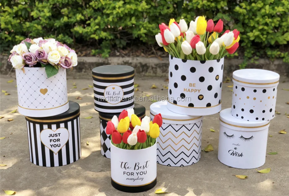 Wholesale round box for flowers/roses box packaging flower small MOQ 3boxes/set