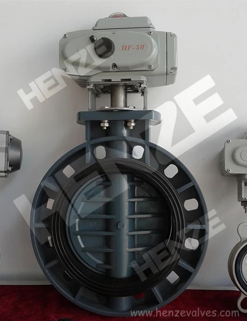 UPVC, CPVC, PPH, PVDF, FRPP Plastic Actuated Butterfly Valve