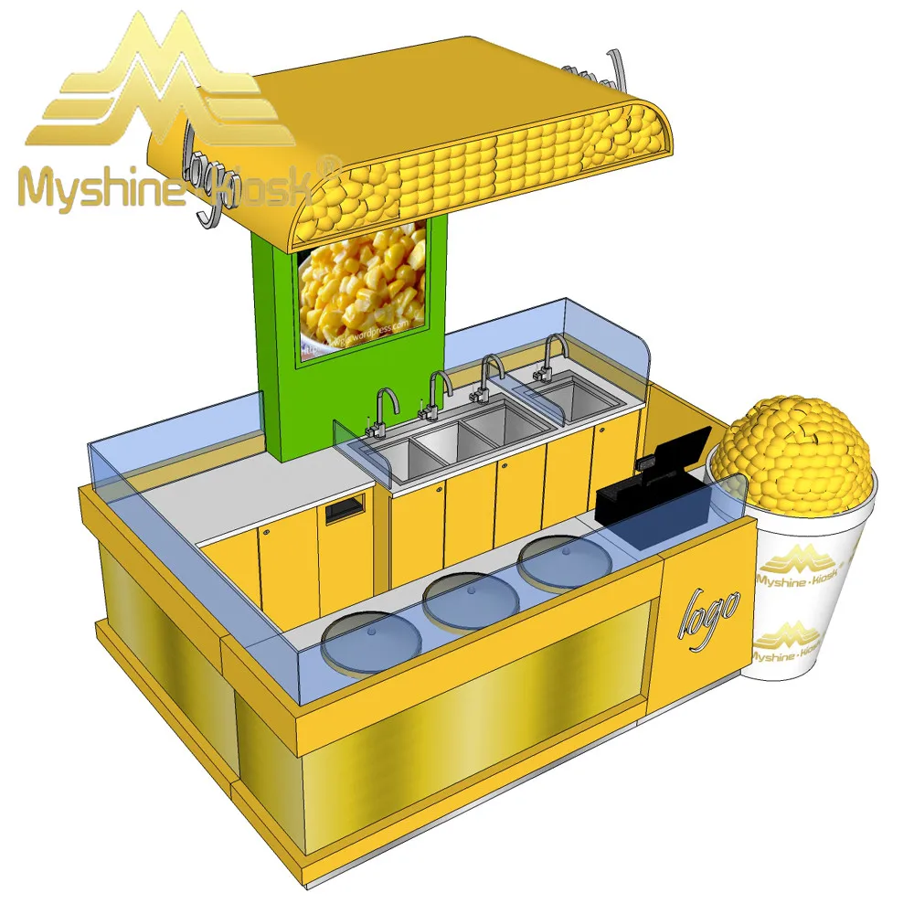 2021 Top selling customized free design wooden sweet cup corn kiosk